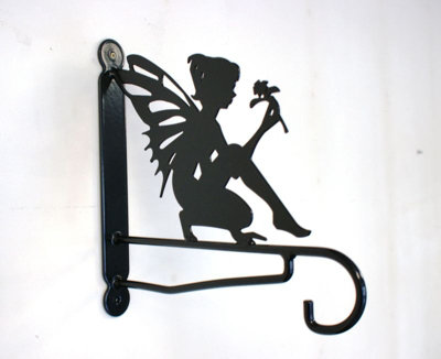 Poppy Forge Fairy With Flower Feature BracketSteel Hanging Basket HolderSteelH33 CmBlack from B&Q