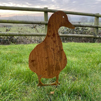 Poppy Forge Duck Facing On StakeHand Made By Traditional ForgeSteel Garden OrnamentSteelW17.8 X H30 CmBare Metal/ready To Rust from B&Q