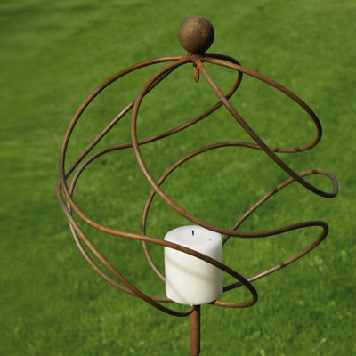 Poppy Forge Tangle Ball On 4Ft Stem With Candle Holder/hookPlant SupportSteelL34.3 X W34.3 X H157.5 CmBare Metal/ready To Rust from B&Q