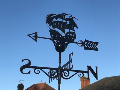 Poppy Forge Galleon WeathervaneSteelW65 X H88 CmPowder Coated Black from B&Q