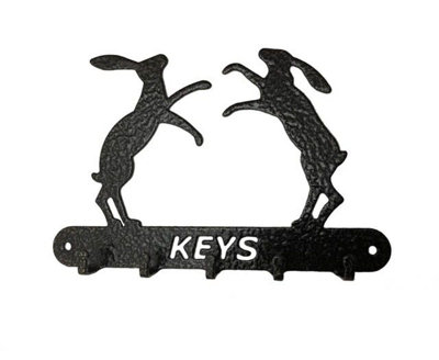 Poppy Forge Boxing Hares Key HolderSteelW9 X H15 CmBlack from B&Q