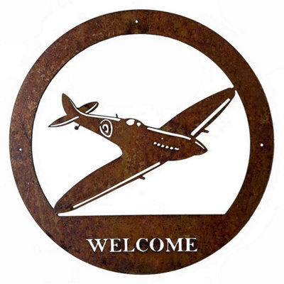 Poppy Forge Spitfire Welcome Wall Art With TextLarge- H49.5 CmBlack from B&Q