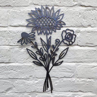 Poppy Forge Sunflower Bouquet Wall ArtBare Metal/ready To RustW30 X H50 Cm from B&Q