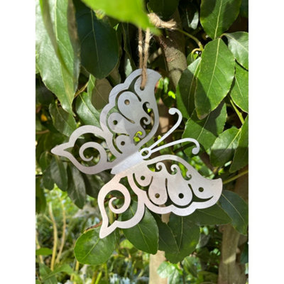 Poppy Forge Hanging 3D Folded Wings Butterfly Garden ArtBare Metal/ready To RustW15 X H13 Cm from B&Q