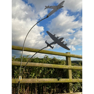 Poppy Forge Spitfire & Lancaster Garden ArtBare Metal/ready To RustW37 X H133 Cm from B&Q