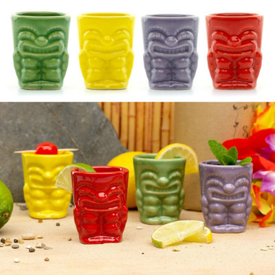 CKB LTD Bar Bespoke Ceramic Tiki Gods Hawaii Party Seasonal Shot Glass 4Pk from B&Q