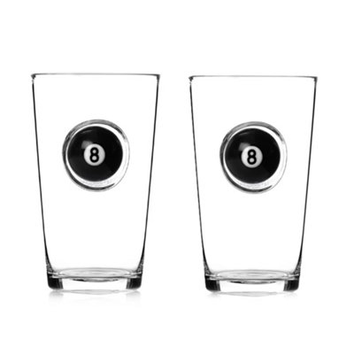 Original Products Bar Bespoke Set Of 2 Sports Pool Ball Half Pint Glass Embedded 8 Ball from B&Q