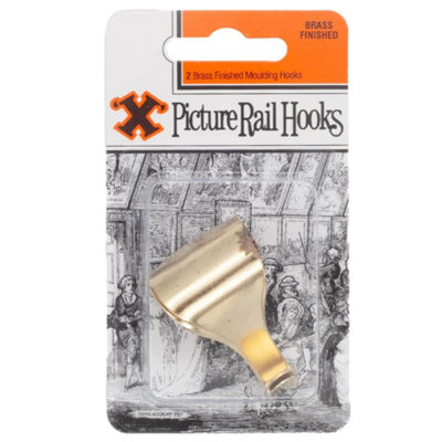 X-Hooks Picture Rail Hangers Brass FinishPack Of 2 Single Hooks With Screws from B&Q