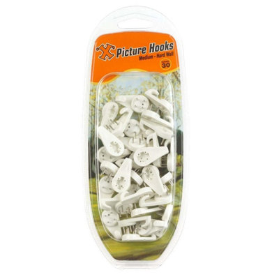 X-Hooks Hard Wall Picture Hooks Medium Nylon (30 Pack) from B&Q