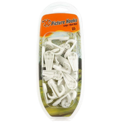 X-Hooks Hard Wall Picture Hooks Large Nylon (20 Pack) from B&Q