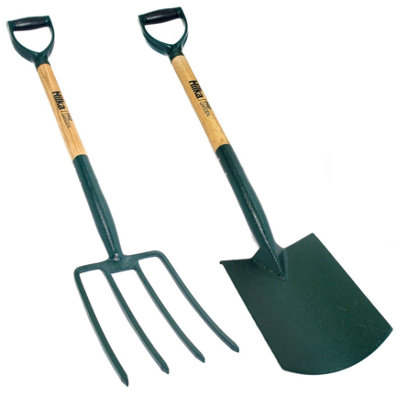 Hilka Digging Spade & Garden Fork Steel Trench Drainage Shovel Set 92062020 from B&Q