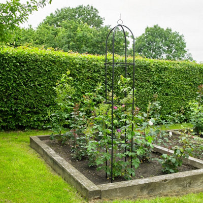 Kingfisher Garden Black Metal Garden Obelisk Climbing Plant Support Decorative Trellis 1.9M from B&Q