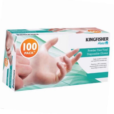 Kingfisher Powder Free Disposable Vinyl GlovesMediumPack Of 100 from B&Q