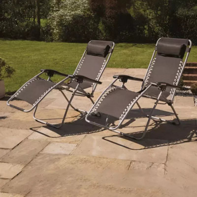  - Marco Paul Black Reclining Sun Loungers With Head Rests Set