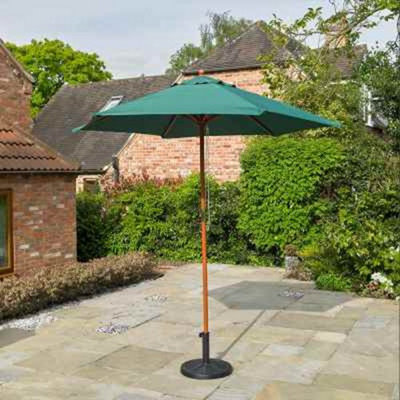 2.4M Wind Up Green Garden Parasol from B&Q