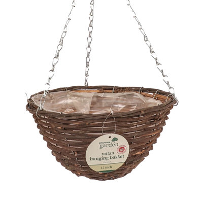 Kingfisher 12In (30Cm) Dark Rattan Hanging BasketLightweightFrost Proof from B&Q