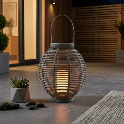 Rattan Effect Solar Candle Lantern from B&Q