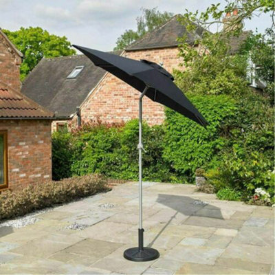 2M Garden Crank & Tilt Black Parasol from B&Q