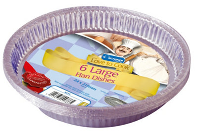 Kingfisher Foil Flan Dishes, Silver, Large, Pack Of 6