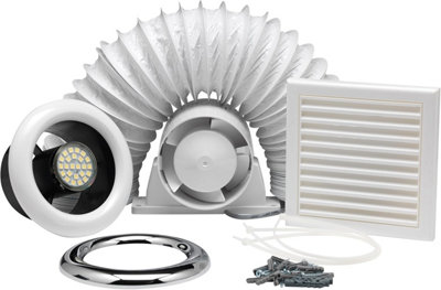 Xpelair Airline 4"/100Mm Inline Axial Extractor Fan With Led For Bathrooms Light