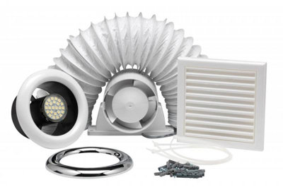 Xpelair Light All100t 93291Aw Airline Led Inline Shower Extractor Fan With Integrated Led (Timer Model)