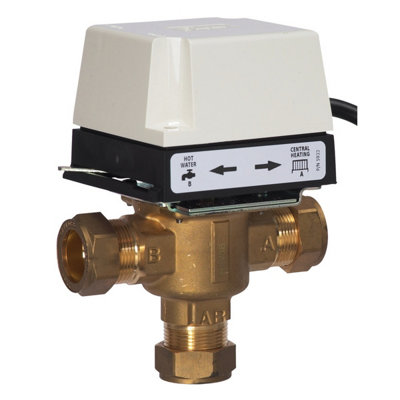 B&Q -  Hs3 22mm 3 Port Motorised Zone Valve 087N661300.