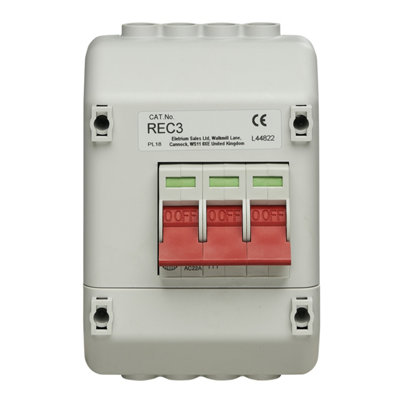Wylex Rec3 Meter Supply Isolator 100A 3 Pole Switch With Enclosure from B&Q