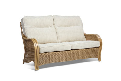 Desser Turin Light Oak Natural Rattan 3 Seater Conservatory Sofa Indoor Real Cane Wicker Sofa With Uk Sewn Cushions In Jasper from B&Q