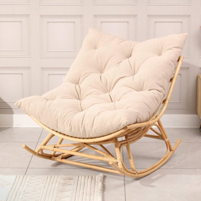 Desser Natural Rattan Papasan Rocking Chair With Square CushionIndoor & Dry Outdoor UseLatte from B&Q