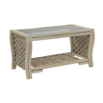 B&Q -  Milan Coffee Table With Glass TopNatural Rattan