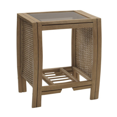 B&Q -  Manila Lamp Table With Glass TopNatural Rattan