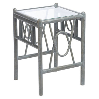 B&Q -  Bali Grey Lamp Table With Glass TopNatural Rattan