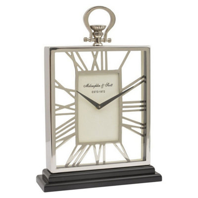 Libra Interiors Black/Silver And Skeletal Mantel Clock In Size One - Image 3