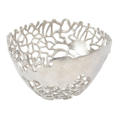 B&Q -  Apo Coral BowlAluminiumL18 X W31 X H31 CmSilver