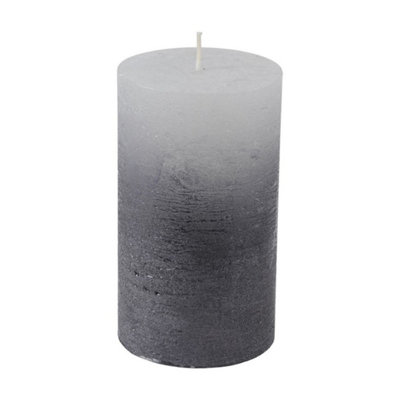Buttercup Farm Pillar Candle With Metallic Ombre BaseParaffinL10 X W10 X H20 CmBlack/white from B&Q