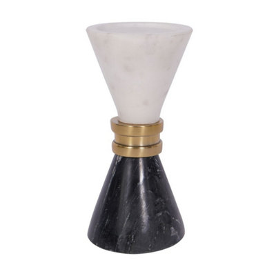 Buttercup Farm Ravello Candle HolderAluminium/marbleL10 X W10 X H25 CmBlack/white from B&Q