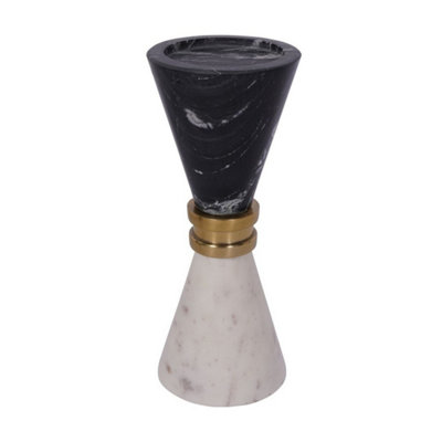 Buttercup Farm Ravello Candle HolderAluminium/marbleL10 X W10 X H21 CmBlack/white from B&Q