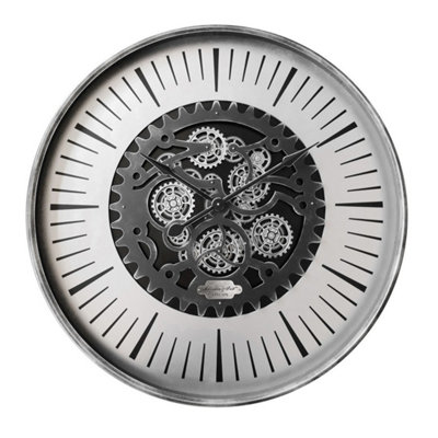 B&Q -  Palladium Wall Clock With Moving CogsMetal/mdf/plastic/alumL8 X W100 X H100 CmBlack/nickel/silver