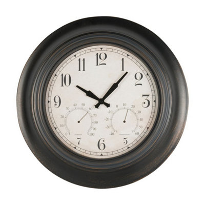B&Q -  Outdoor Clock With Temperature And HumidityMetal/plastic/glassL6.7 X W53.3 X H53.3 CmAntique Black