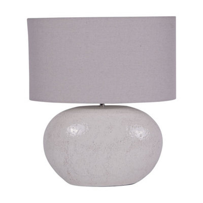 B&Q -  Oviedo Table LampTerracotta/linenL21.5 X W44 X H53 CmWhite