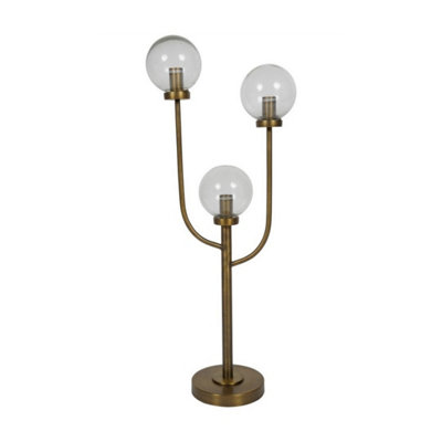 Buttercup Farm Wellesley Three Globe Table LampIron/glassL18 X W35 X H82 CmBrass from B&Q