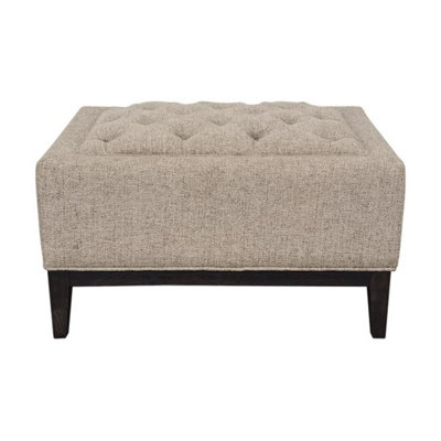 Buttercup Farm Theodore Buttoned StoolWood/foam/poly/metalL61 X W81 X H48 CmDark Taupe from B&Q