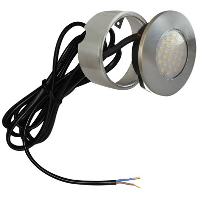 B&Q -  Cledcir 1.7W Led Recessed Cabinet Light Brushed Nickel 3000K