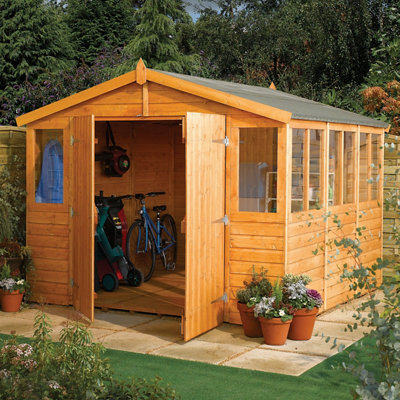 Rowlinson Sheds 9X18 Ft With Double Door & 14 Windows Apex Wooden Workshop