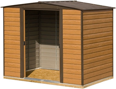 Arrow Woodvale 8X6 Ft Apex Coffee Metal 2 Door Shed With Floor-26792 