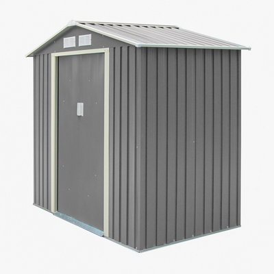 Rowlinson Trentvale 6X4 Ft Apex Light Grey Metal 2 Door Shed