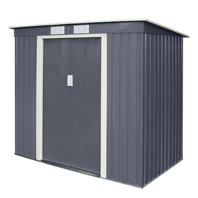 Rowlinson Trentvale 6X4 Ft Pent Dark Grey Metal 2 Door Shed