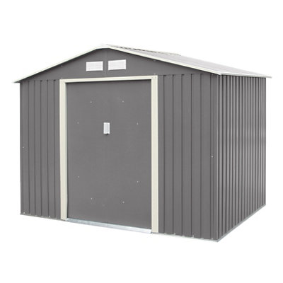 Rowlinson Trentvale 8X6 Ft Apex Light Grey Metal 2 Door Shed