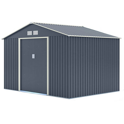 Rowlinson Trentvale 10X8 Ft Apex Dark Grey Metal 2 Door Shed