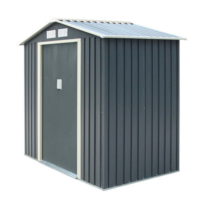 Rowlinson Trentvale 6X4 Ft Apex Dark Grey Metal 2 Door Shed